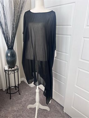 DKNY Black Sheer Overlay Swimsuit Cover-Up